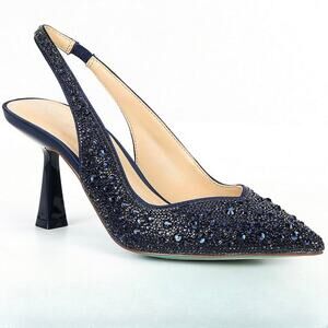 Betsey Johnson Blue Clark Rhinestone Slingback Pump Heels